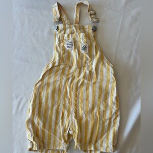 Zara kids Yellow and White Stripe Overalls